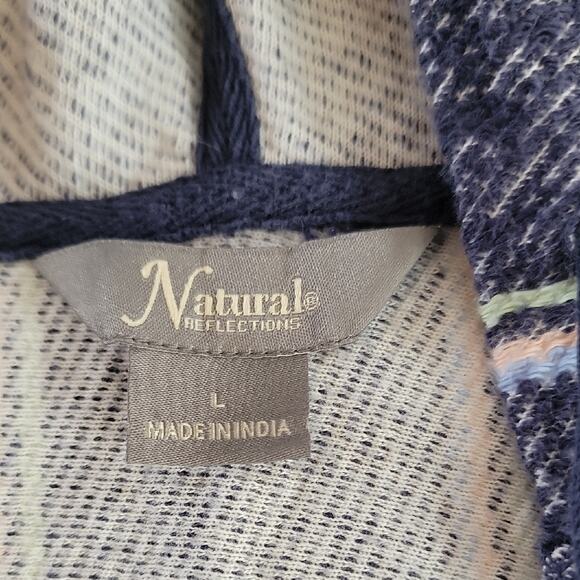 Natural Reflections Navy and White Striped V-Neck Sweater - Picture 4 of 5
